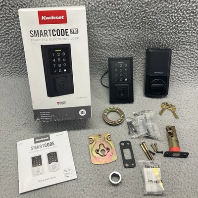 Panel táctil negro mate Kwikset SmartCode 270 entrada sin llave cerrojo bloqueo automático Foto 1 de 4