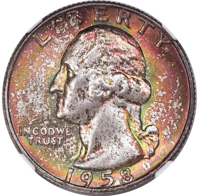 Washington Quarter (25C) 1958-D NGC MS-68! Stunning toning! Choice Brilliant Gem - Image 1 of 4