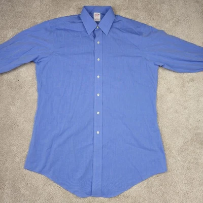 Camisa de vestir Brooks Brothers para hombre 16,5 azul puño francés sin planchar con botones Foto 1 de 4