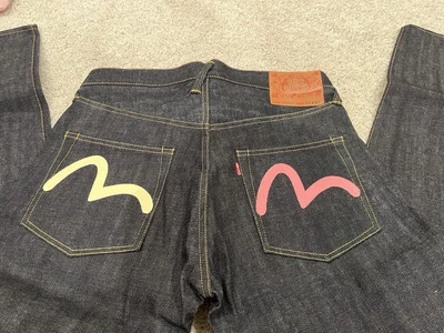 Джинсы Evisu No.2 с ручной росписью 35x32, подходят 32x32 сделано в Японии - Изображение 1 из 4