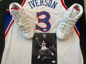 ALLEN IVERSON AUTOGRAPHED PHILADELPHIA 76ERS JERSEY, QUSTION SHOES AND PHOTO - Picture 1 of 14
