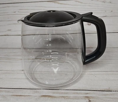 Krups 12 Cup Carafe Glass Coffee Pot Replacement Black Handle & Lid F15B0G - Image 1 of 4