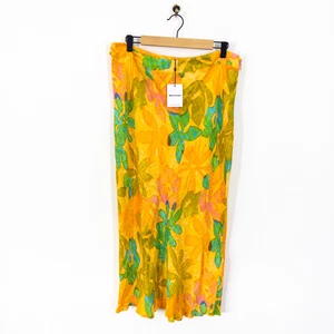 Whistles MulticolourED Palm Floral Midi Summer Skirt Size 18 NEW Side Button - Picture 1 of 16