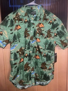 Canyon Creek Men's Short Sleeve Print Woven Medium-Bigfoot/mythical - Picture 1 of 5