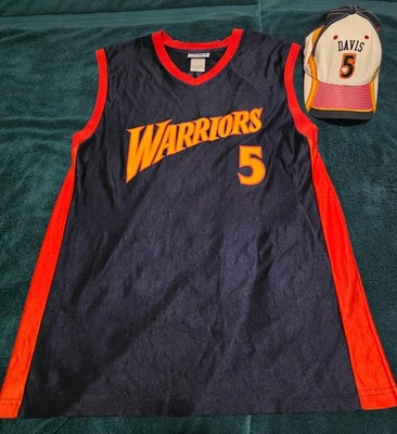 Camiseta Baron Davis Warriors + Chapéu #5 Azul/Laranja - VEJA DESCRIÇÃO PARA TAMANHO - Imagem 1 de 4