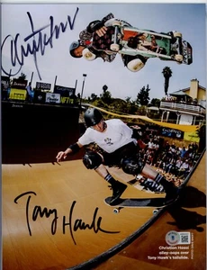 TONY HAWK/CHRISTIAN HOSOI "Alley-Oops/Tail" 8 1/2" x 11" Autogramm FOTO BAS COA - Bild 1 von 2