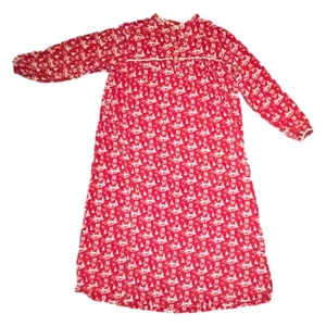 LL Bean Christmas Nightgown Women's Size M -REG 100% Cotton Red Granny Core Gown - Picture 1 of 9