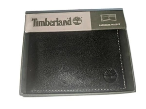 Billetera Timberland de cuero genuino, negra nueva en caja - Imagen 1 de 4