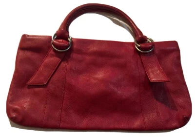 BOLSO DE MANO HOBO DE HOMBRO ESTUDIO DISEÑO EXPRESS CUERO GRANULADO ROJO CREMALLERA 17x9 PLATEADO Foto 1 de 4