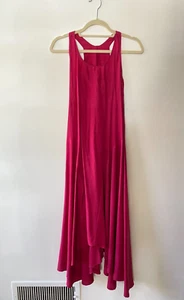 Vintage 1980s Norma Kamali Pink Bias Cut Racerback Dress Handkerchief Hem - Picture 1 of 8