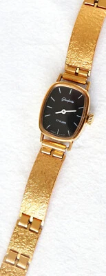 Uhr Damen Armbanduhr DDR Vintage Glashütte Metall Gold.fb GUB 17 Rubis 60er 70er - Bild 1 von 4