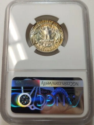 *REV TONED* 1964-D WASHINGTON 25c QUARTER NGC MS66 #6588431-130 - Image 1 of 4