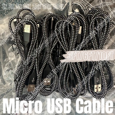 Bulk Lot 3/6/10FT Micro USB Fast Charger Cable For Samsung LG Charging Data Cord - Image 1 of 4