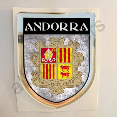 ALL3DSTICKERS Andorra Adesivo Stemma Resina Cupola Adesivi Bandiera Grunge Adesivo 3D Auto