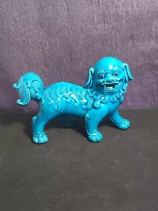 Vintage Chinese Turquoise Blue Foo Dog / Lion Ornament Turquoise Blue Figurine 2 - Picture 1 of 10