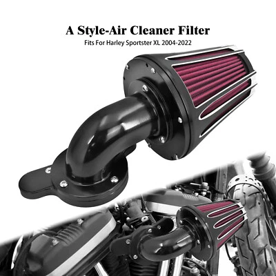 Black Cone Air Filter Red Intake For Harley Sportster XL Iron 883 1200 2004-2022 - Image 1 of 4