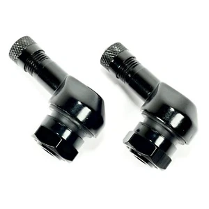 2pc Black 11.3mm Aluminium 90 Degree Motorcycle Schrader Valve Tubeless Rim Tyre - Picture 1 of 4