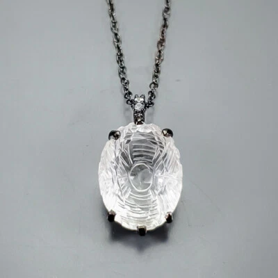 Gems jewelry 38 ct Natural Quartz Necklace 925 Sterling Silver 16.5"/N22540 - Image 1 of 4