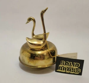 Vintage massiv Messing Schwan Gänse Vögel drehen Aufzieh Musik Figur funktioniert - Bild 1 von 12