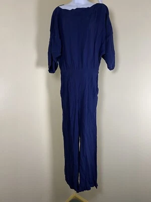 Mono Diane Von Furstenberg 4 Azul Viscosa Crepé Manga 3/4 DVF Pierna Ancha Foto 1 de 4