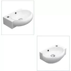 Lavabo Lavabo Baño Ovalado Cerámica Armario Moderno Derecha Izquierda Blanco - Imagen 1 de 9