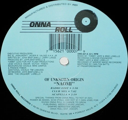 Of Unknown Origin-Naomi Freestyle House 1991 ONN-007 Vinyl 12'' - Image 1 of 1