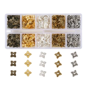 700pcs/Box Tibetan Alloy Flower Bead Caps 4-Petal Antiqued Loose Spacers 6x6mm - Picture 1 of 6