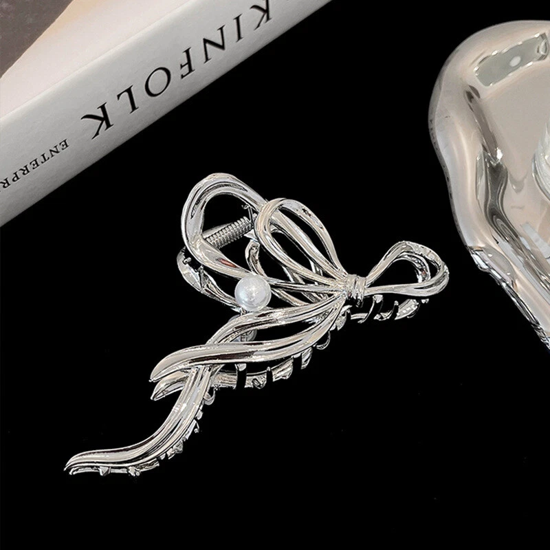 Большой бант жемчуг волос коготь зажим металлический захват зажим волос зажим женщин волосы аксессуары, - Изображение 1 из 4