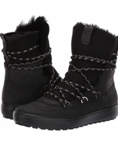Nuevas Botas Planas Zapatilla Ecco Soft Tred L Negras 35 36 4 4.5 5.5 Cuero Piel Lana - Imagen 1 de 9