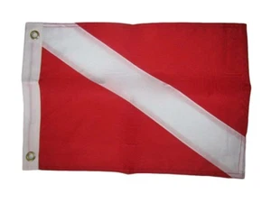 12x18 Embroidered Sewn Diver Down Nautical Nylon Flag 12"x18" Grommets clips  - Picture 1 of 5