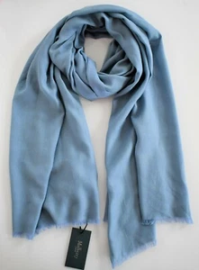 New MULBERRY Mulberry TREE Printed Blue-Gray 100% COTTON Long Scarf Shawl Wrap - Picture 1 of 5