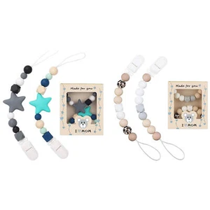 Personalised Baby Dummy Soother Pacifier Silicone Clip Holder Strap Chain 2Pcs - Picture 1 of 14
