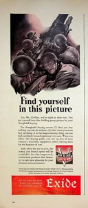 1942 Exide Batteries Segunda Guerra Mundial Artillería Ejército Vintage Años 40 Anuncio impreso Philadelphia PA - Imagen 1 de 2