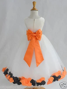 IVORY HOLIDAY CHRISTMAS ROSE PETAL WEDDING FLOWER GIRL DRESS 9M 2 4 6 8 10 12 14 - Picture 1 of 28