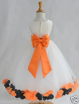 IVORY HOLIDAY CHRISTMAS ROSE PETAL WEDDING FLOWER GIRL DRESS 9M 2 4 6 8 10 12 14 - Image 1 of 2