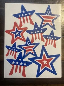 PATRIOTISCHER STICKERBOGEN ROT WEISS UND BLAU STERNE 1997 EINE PFEIFE KREATION - Bild 1 von 2