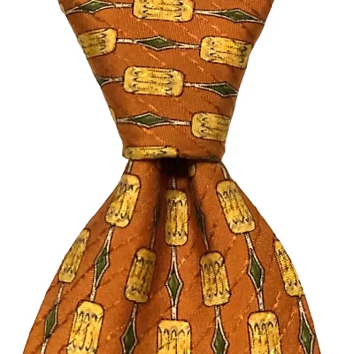 Corbata de seda para hombre VALENTINO Cravatte ITALIA diseñador geométrico naranja/amarillo usada en excelente estado Foto 1 de 3