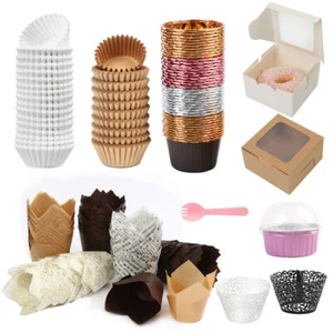 Muffin Cupcake Liners Aluminum Foil Cupcake Baking Cups with Lids Tin Foil Pans - Picture 1 of 97