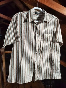 Murano Herren Hemd XL Seide Baumwolle Mehrfarbig Gestreift Kurz Slv Knopfleiste Resort - Bild 1 von 14