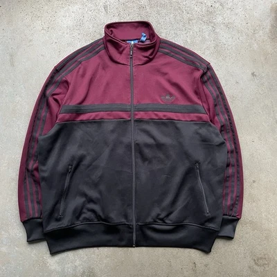 Adidas Men's Track Jacket Trefoil Logo Full Zip Size 2XL Black /Plum - Image 1 of 4
