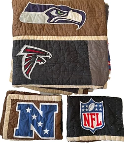 Pottery Barn PB Teen Quilt NFL Football NFC Logos Queen Full 2 Shams Redskins - Picture 1 of 20