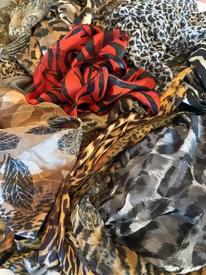 VTG Vintage to Now SCARF LOT 25 pieces Animal African Safari Zebra Tiger - Image 1 of 4