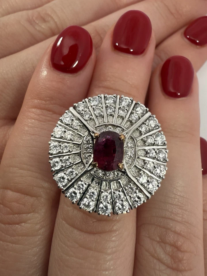 Antique Platinum Diamond Ruby Ring - Image 1 of 4