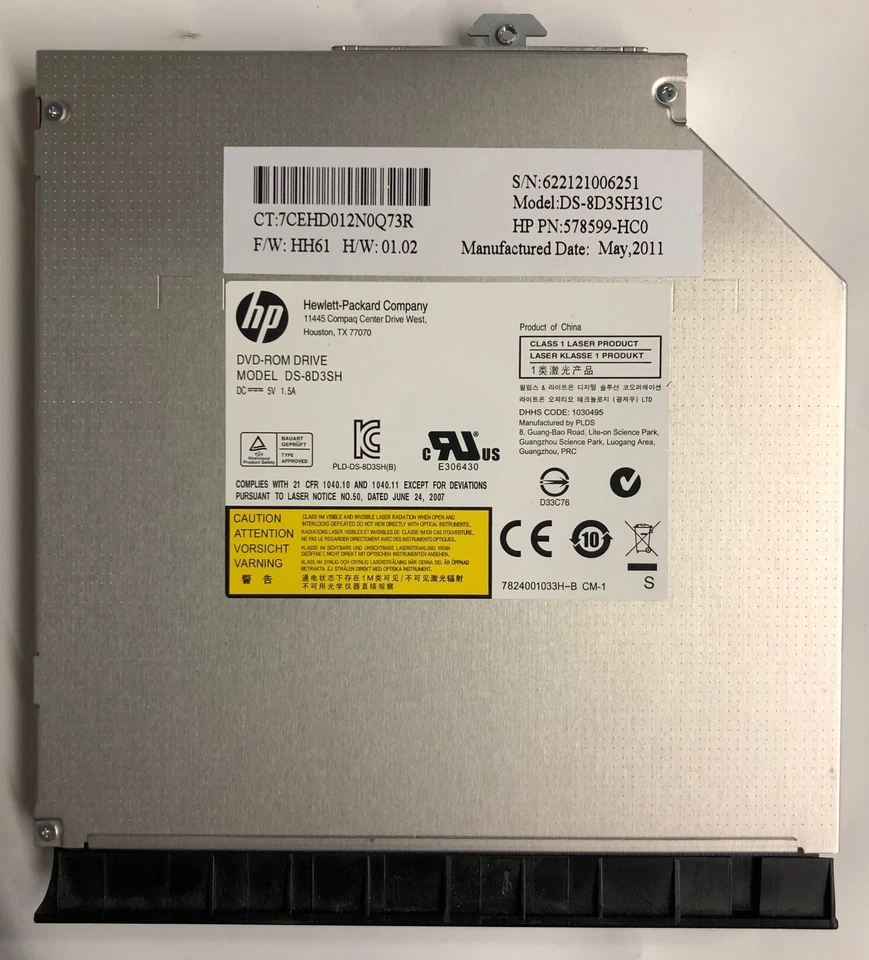 HP EliteBook 8440p Laptop DH-8D3SH DVD-ROM Drive- 594042-001 - Image 1 of 1