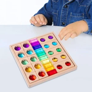 Blocks Stacking Toy for Kids Acrylic Wooden Blocks Set for Holidays Children - Picture 1 of 7
