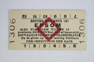 Billete de plataforma BR British Railways (S) estación de Epsom - Imagen 1 de 2