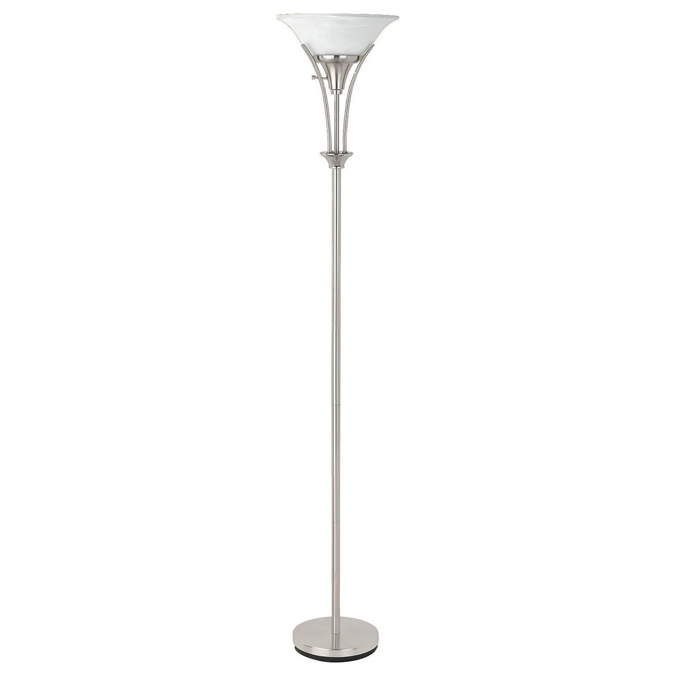 Coaster Archie Floor Lamp with Frosted Ribbed Shade Brushed Steel - Image 1 of 1