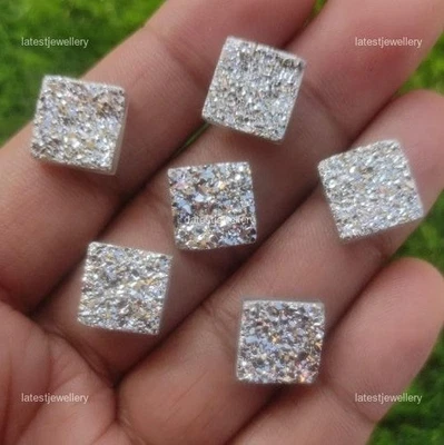 Lote de 10 piezas de collar de suministro cuadrado Drusy de cuarzo druzy ágata de titanio natural Foto 1 de 4