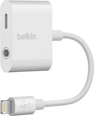 Belkin - Cable de audio Lightning a 3,5 mm + divisor cargador de audio - blanco Foto 1 de 4