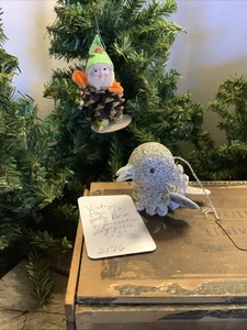 2176🌟Vintage Holiday Christmas Lot (2) Pinecone Putz Pixie Elf & Bird Japan 3” - Picture 1 of 6